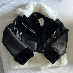 BNWT MISSGUIDED - faux fur and leather multi tone jacket